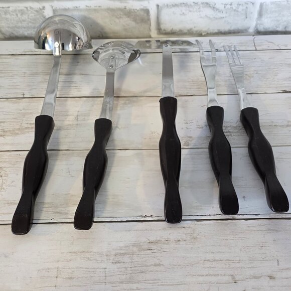 Vtg Cutco 5 Piece Kitchen Tool Serving Ladle Spatula Slotted Spoon Forks *Flaw - Picture 9 of 10